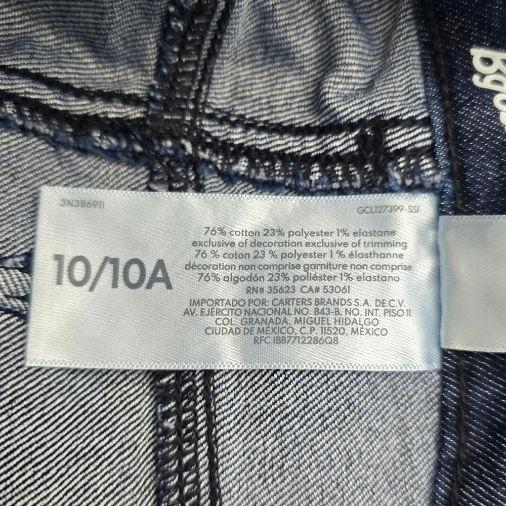 OshKosk B'gosh Dark Wash Zip Button Closure Skinny Jeans 10/10A New‎